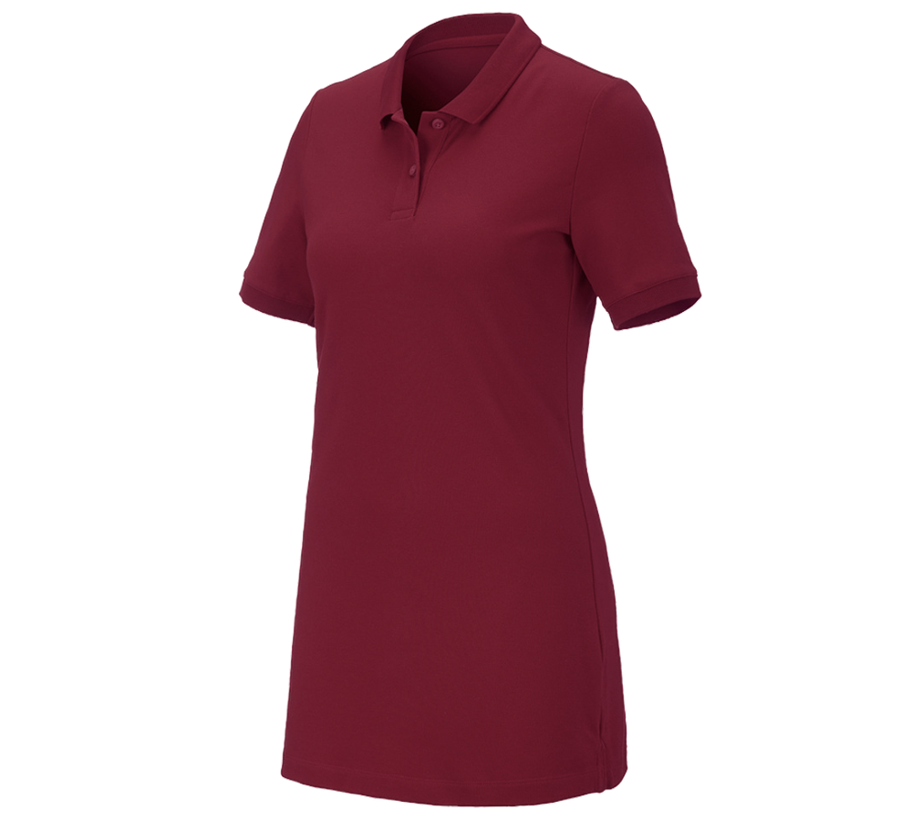 Tričká, pulóvre a košele: Piqué tričko e.s. cotton stretch,dámske, long fit + bordová