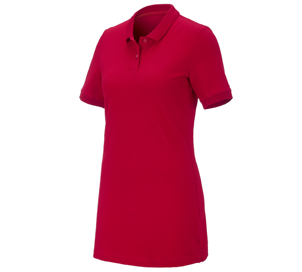 Tričká, pulóvre a košele: Piqué tričko e.s. cotton stretch,dámske, long fit + ohnivá červená