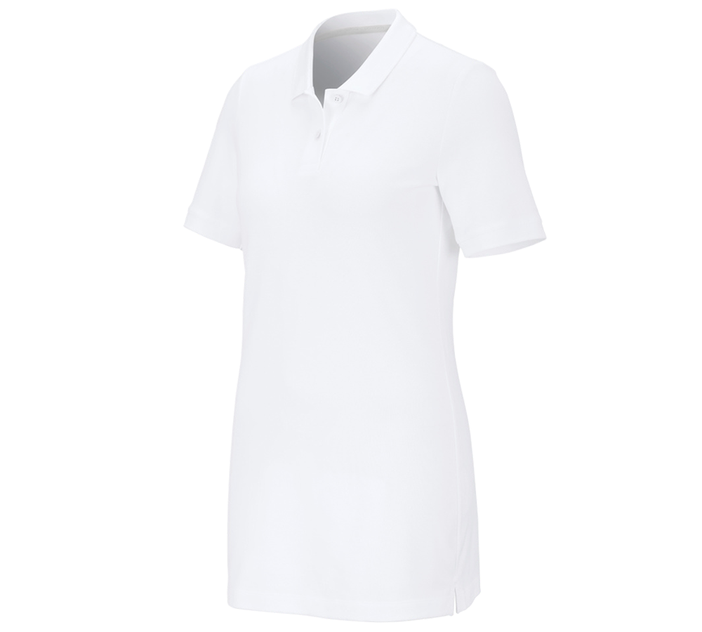 Tričká, pulóvre a košele: Piqué tričko e.s. cotton stretch,dámske, long fit + biela