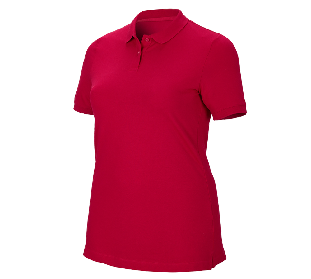 Témy: Piqué tričko e.s. cotton stretch, dámske, plus fit + ohnivá červená