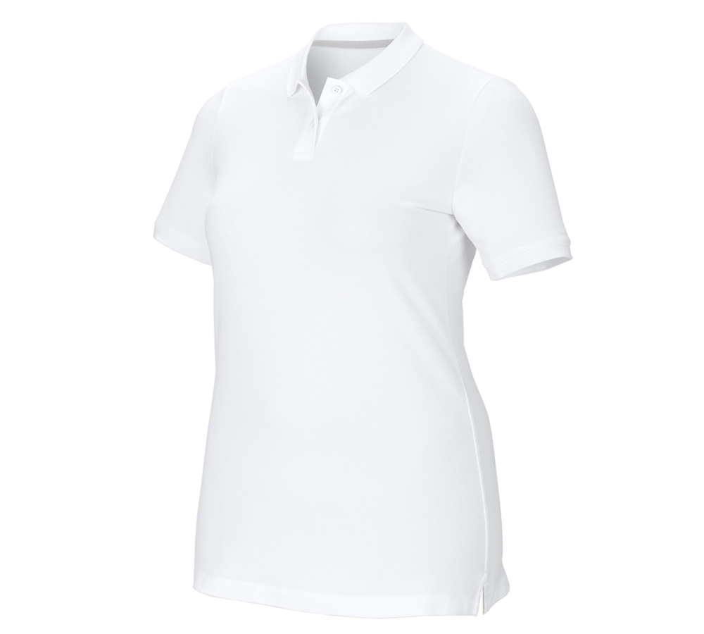 Témy: Piqué tričko e.s. cotton stretch, dámske, plus fit + biela