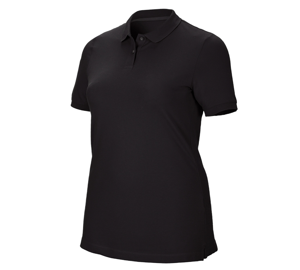 Témy: Piqué tričko e.s. cotton stretch, dámske, plus fit + čierna