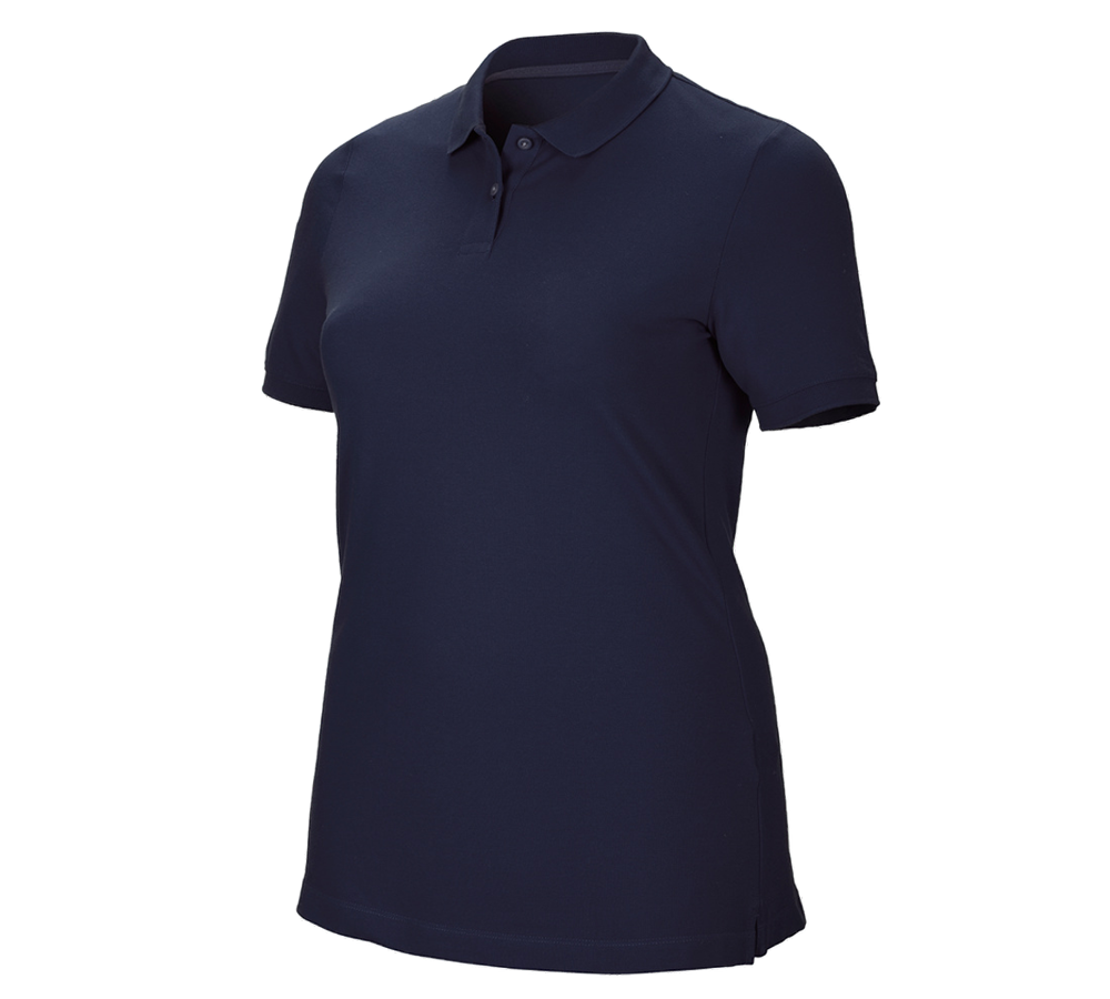 Tričká, pulóvre a košele: Piqué tričko e.s. cotton stretch, dámske, plus fit + tmavomodrá