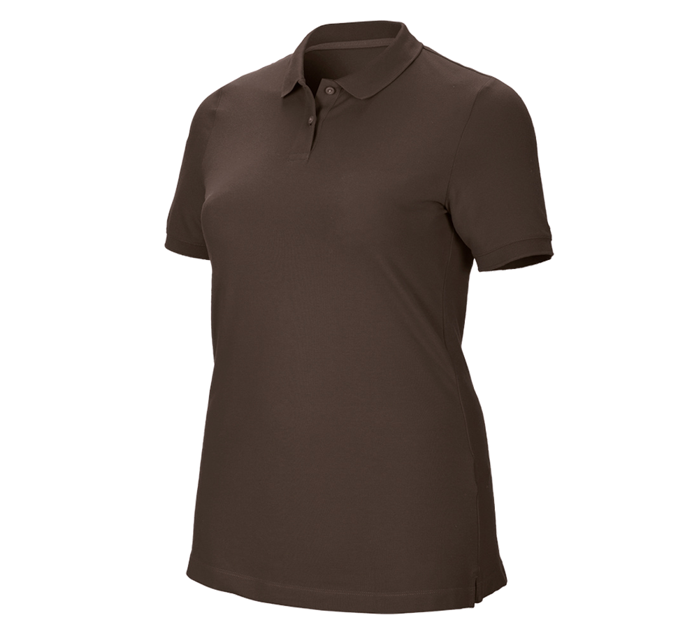 Tričká, pulóvre a košele: Piqué tričko e.s. cotton stretch, dámske, plus fit + gaštanová