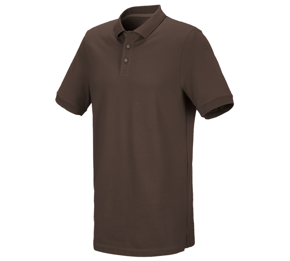 Tričká, pulóvre a košele: Piqué tričko e.s. cotton stretch, long fit + gaštanová