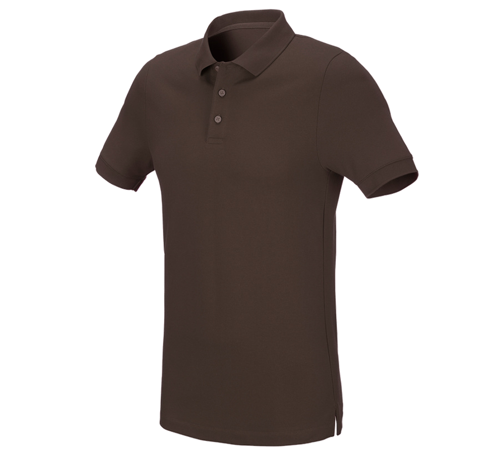 Tričká, pulóvre a košele: Piqué tričko e.s. cotton stretch, slim fit + gaštanová