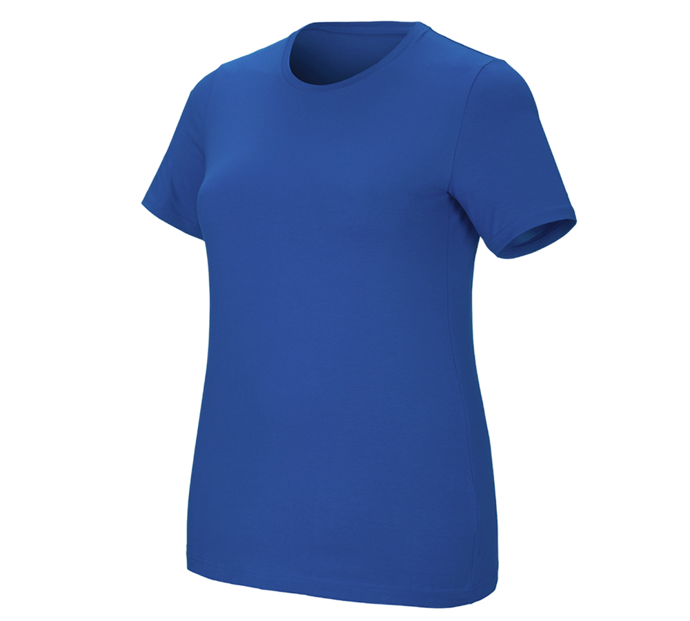Tričká, pulóvre a košele: Tričko e.s. cotton stretch, dámske, plus fit + enciánová modrá