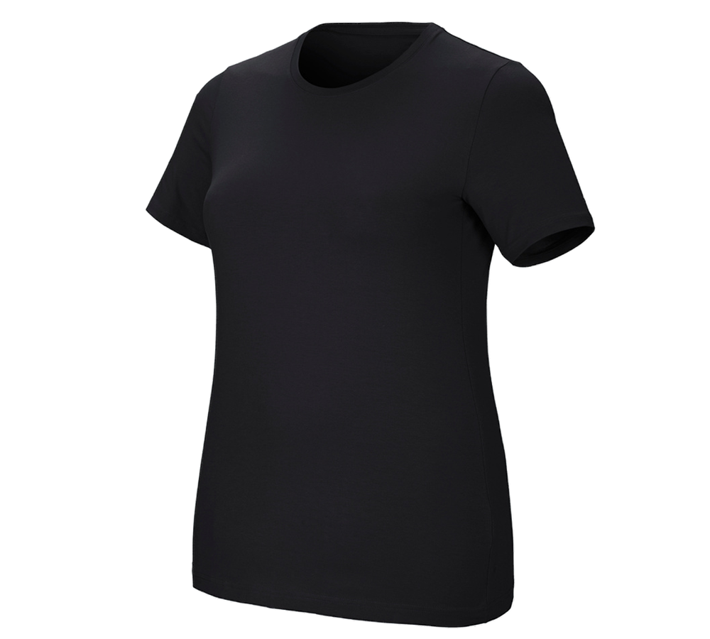 Tričká, pulóvre a košele: Tričko e.s. cotton stretch, dámske, plus fit + čierna