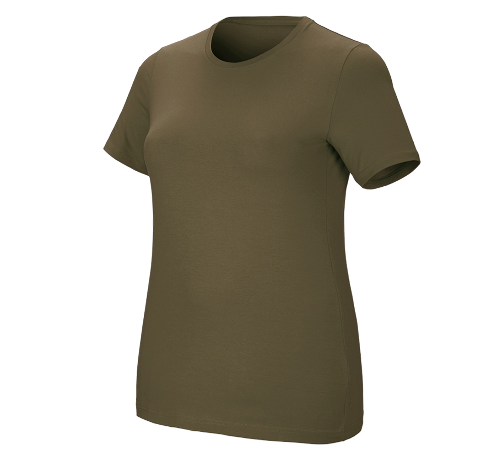 Tričká, pulóvre a košele: Tričko e.s. cotton stretch, dámske, plus fit + bahenná zelená