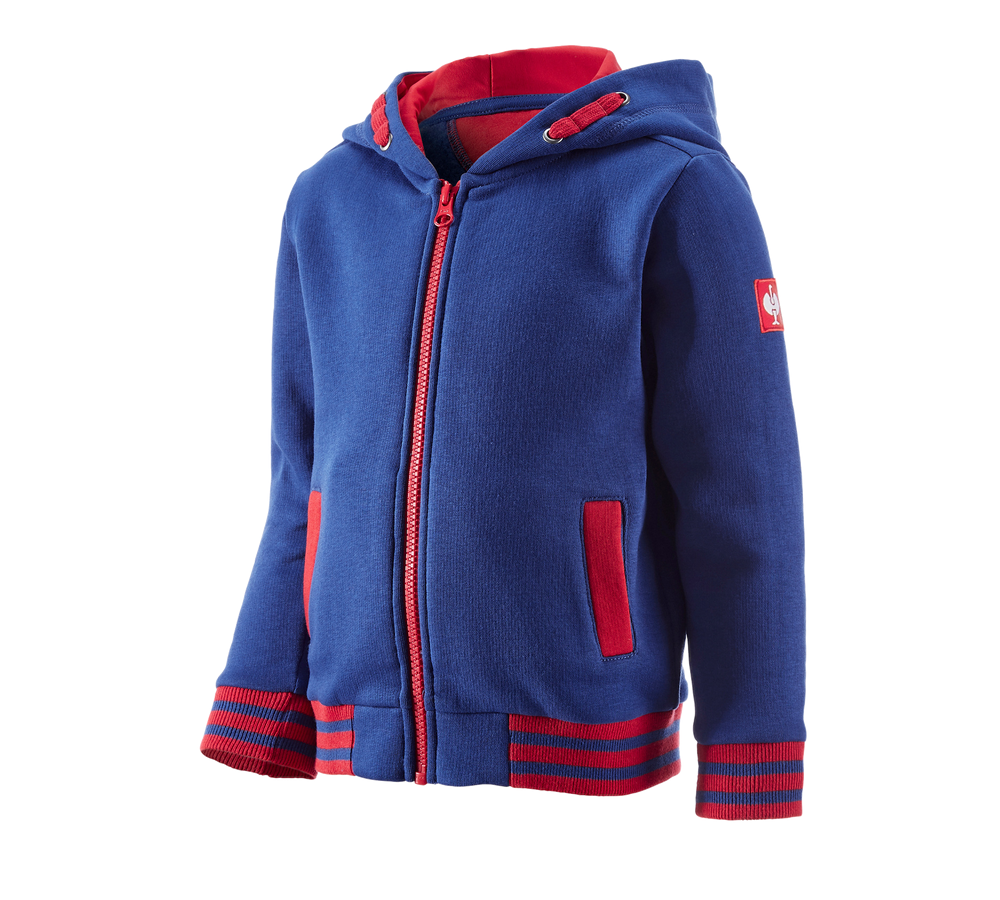 Tričká, pulóvre a košele: Mikina s kapucňou e.s.motion 2020, detská + nevadzovo modrá/ohnivá červená