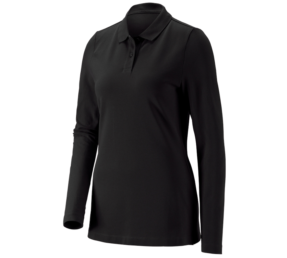 Tričká, pulóvre a košele: Tričko dlhým ruká. e.s. Piqué-Polo cotton stretch + čierna