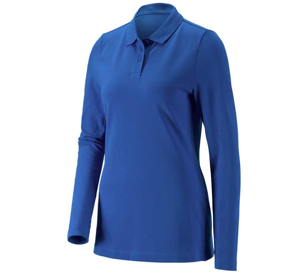 Témy: Tričko dlhým ruká. e.s. Piqué-Polo cotton stretch + enciánová modrá