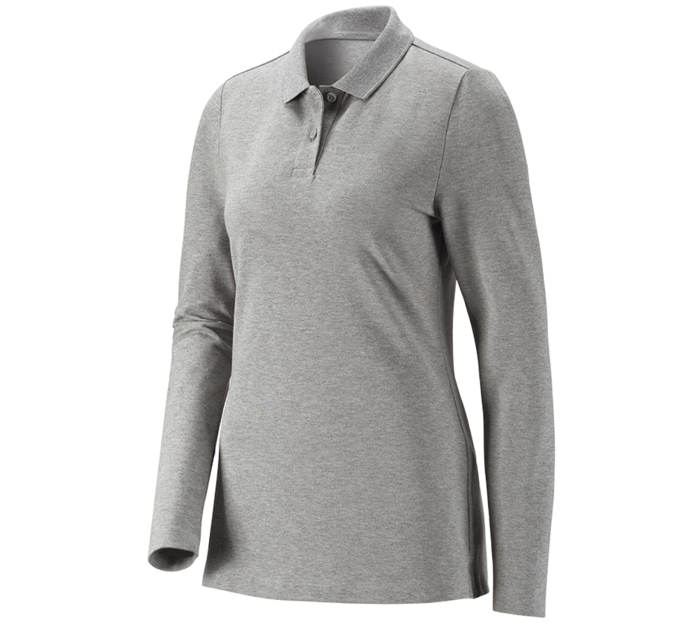 Tričká, pulóvre a košele: Tričko dlhým ruká. e.s. Piqué-Polo cotton stretch + sivá melírovaná