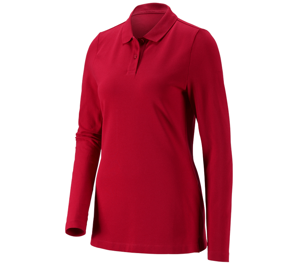 Tričká, pulóvre a košele: Tričko dlhým ruká. e.s. Piqué-Polo cotton stretch + ohnivá červená