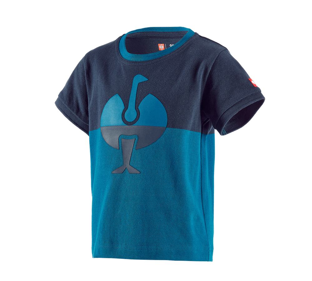 Tričká, pulóvre a košele: Piqué tričko e.s. colourblock, detské + tmavomodrá/atolová