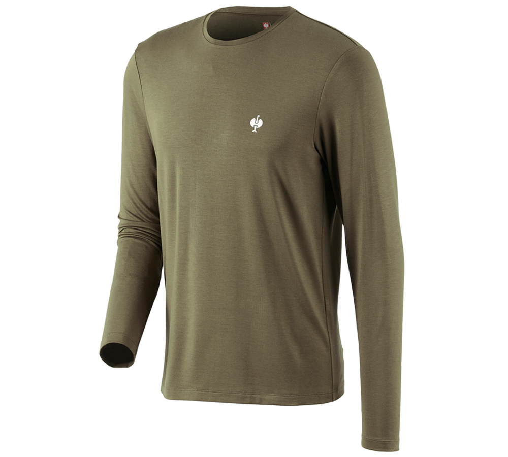 Tričká, pulóvre a košele: Modal-Tričko s dlhým rukávom e.s.concrete + bahenná zelená