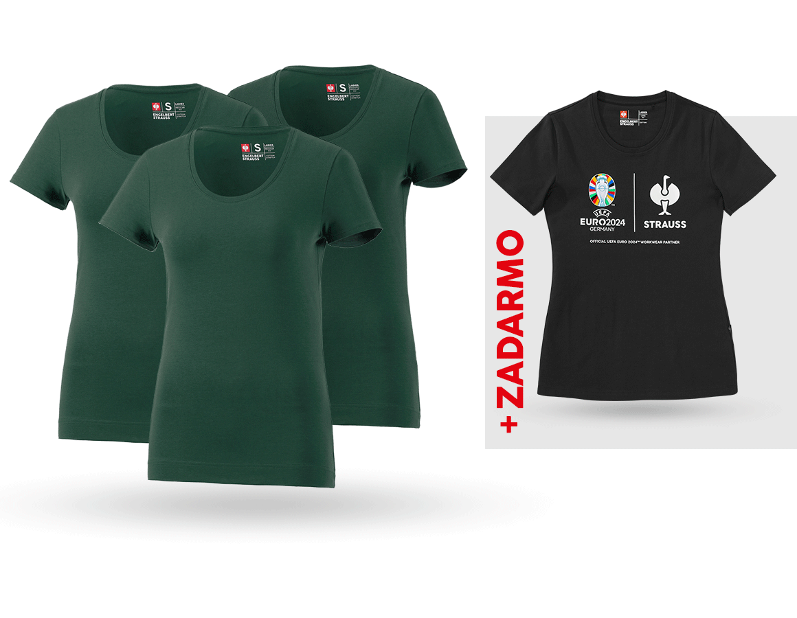 Oblečenie: SÚPR: 3x Tričko cotton stretch, dámkse + košeľa + zelená