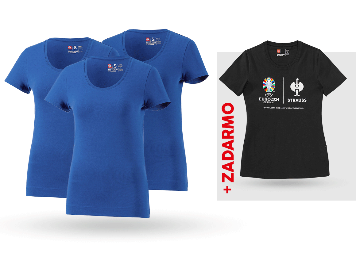 Oblečenie: SÚPR: 3x Tričko cotton stretch, dámkse + košeľa + enciánová modrá