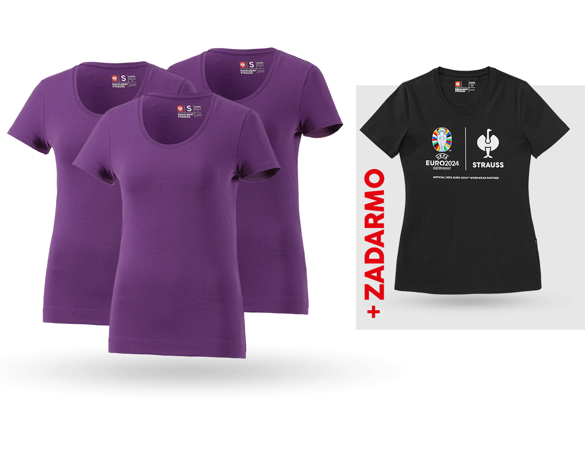 Oblečenie: SÚPR: 3x Tričko cotton stretch, dámkse + košeľa + fialová