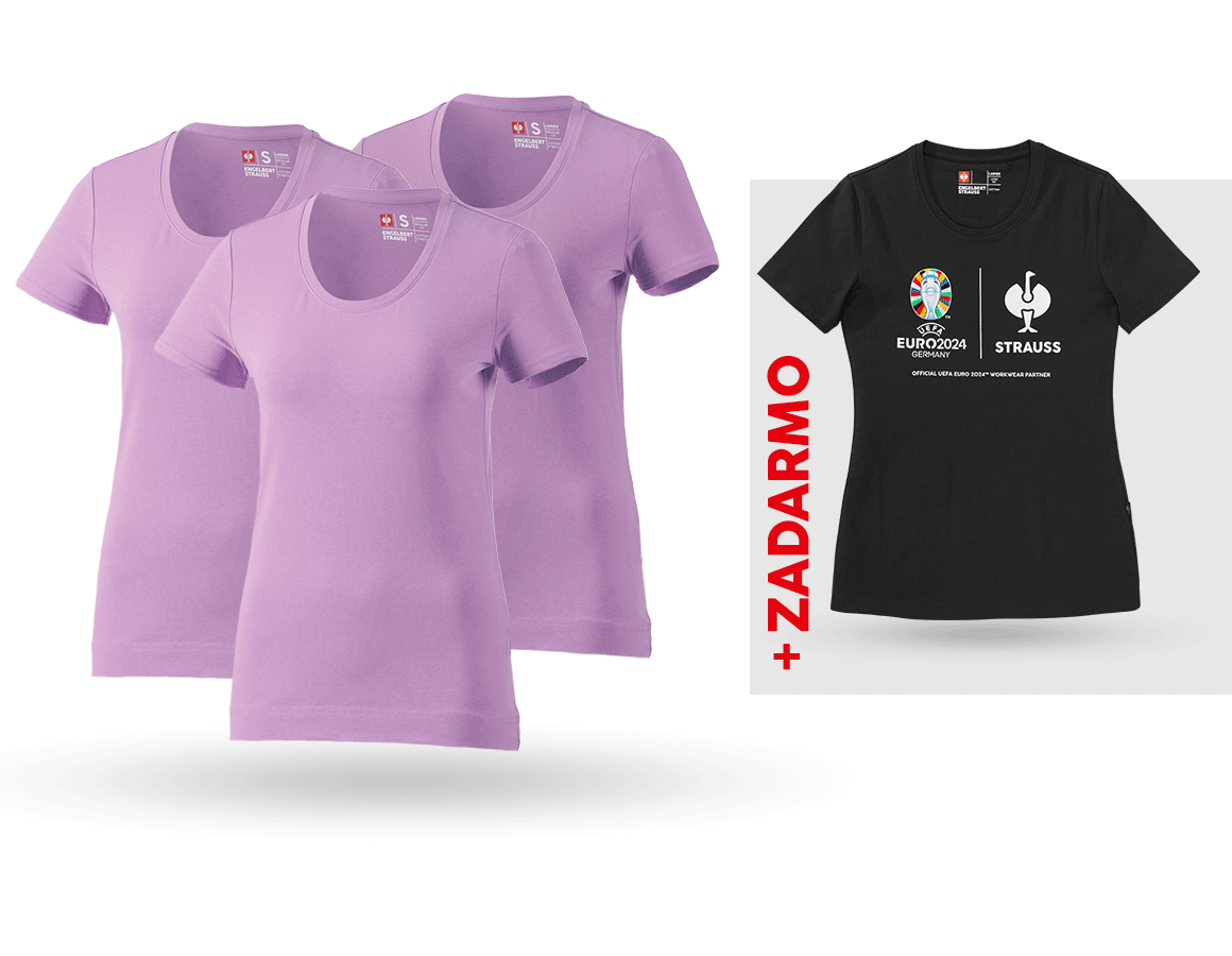 Oblečenie: SÚPR: 3x Tričko cotton stretch, dámkse + košeľa + levanduľová
