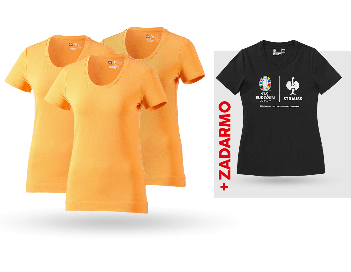 Oblečenie: SÚPR: 3x Tričko cotton stretch, dámkse + košeľa + svetlooranžová