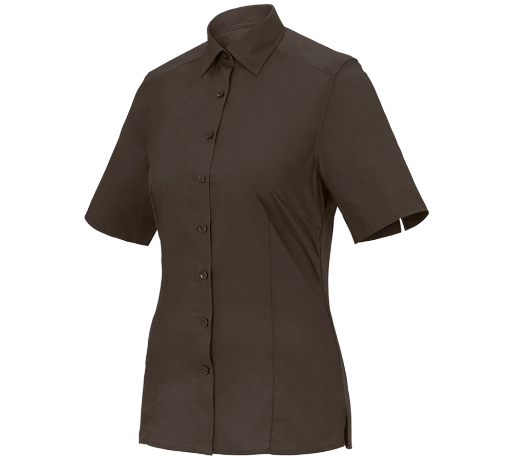 Tričká, pulóvre a košele: Obchodná blúza e.s.comfort, krátky rukáv + gaštanová