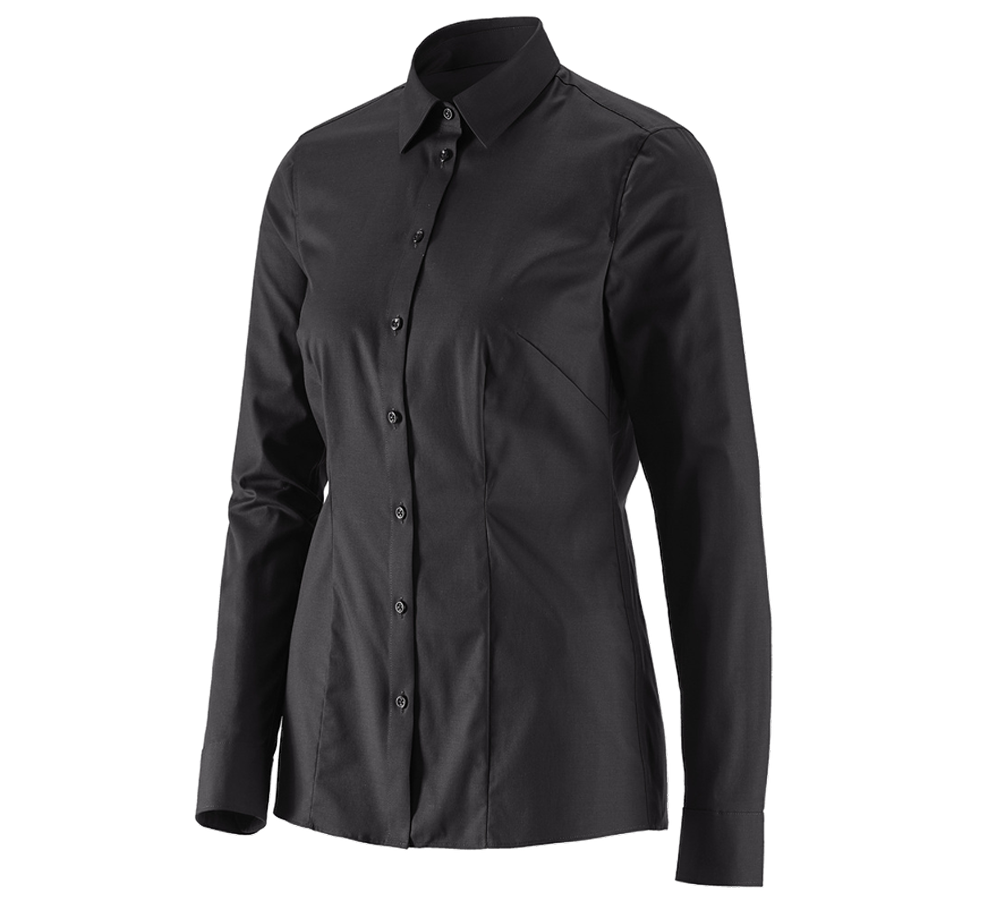 Tričká, pulóvre a košele: Obchodná blúza e.s. cotton stretch,dámsky reg. fit + čierna