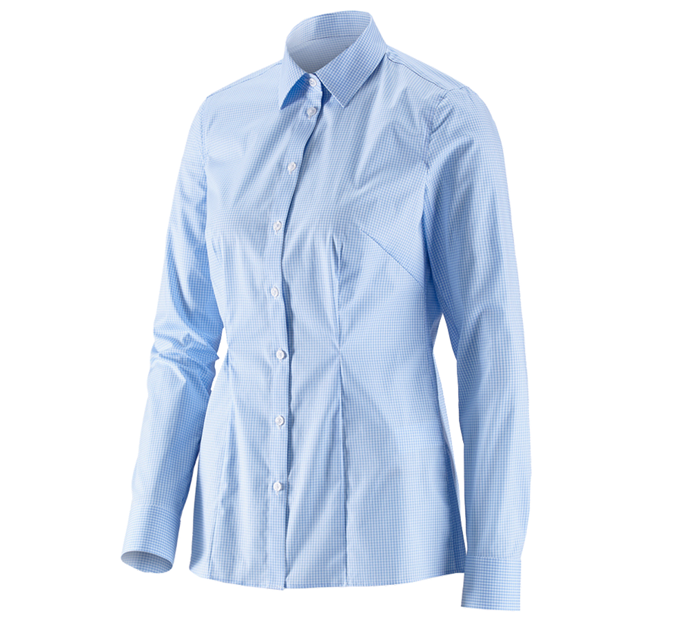 Tričká, pulóvre a košele: Obchodná blúza e.s. cotton stretch,dámsky reg. fit + mrazivá modrá károvaná