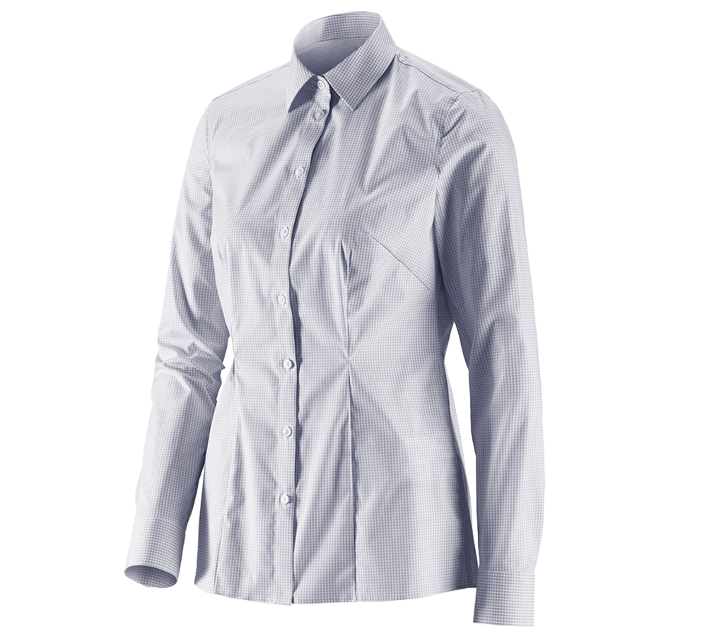 Tričká, pulóvre a košele: Obchodná blúza e.s. cotton stretch,dámsky reg. fit + hmlová sivá károvaná