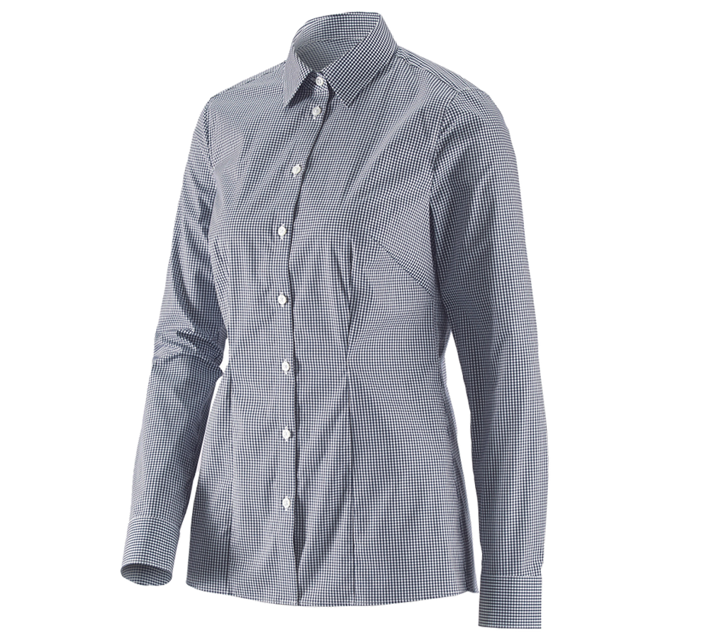 Tričká, pulóvre a košele: Obchodná blúza e.s. cotton stretch,dámsky reg. fit + tmavomodrá károvaná