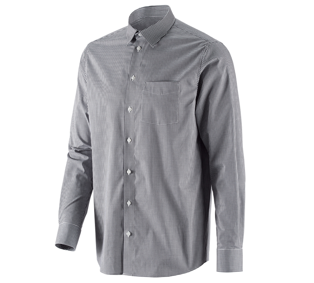 Tričká, pulóvre a košele: Obchodná košeľa e.s. cotton stretch, comfort fit + čierna károvaná
