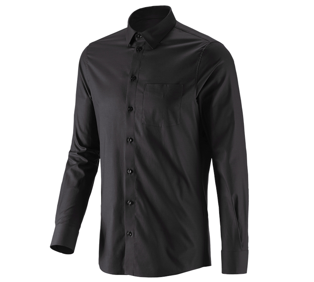 Tričká, pulóvre a košele: Obchodná košeľa e.s. cotton stretch, slim fit + čierna