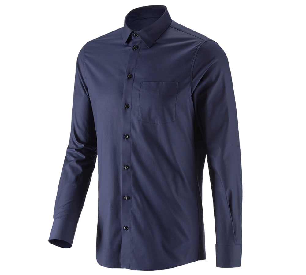 Tričká, pulóvre a košele: Obchodná košeľa e.s. cotton stretch, slim fit + tmavomodrá