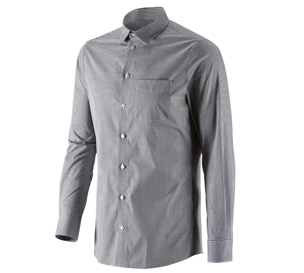 Tričká, pulóvre a košele: Obchodná košeľa e.s. cotton stretch, slim fit + čierna károvaná