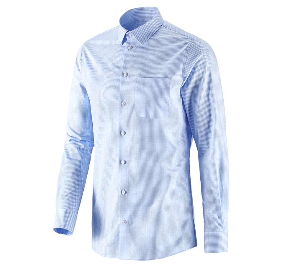 Tričká, pulóvre a košele: Obchodná košeľa e.s. cotton stretch, slim fit + mrazivá modrá károvaná