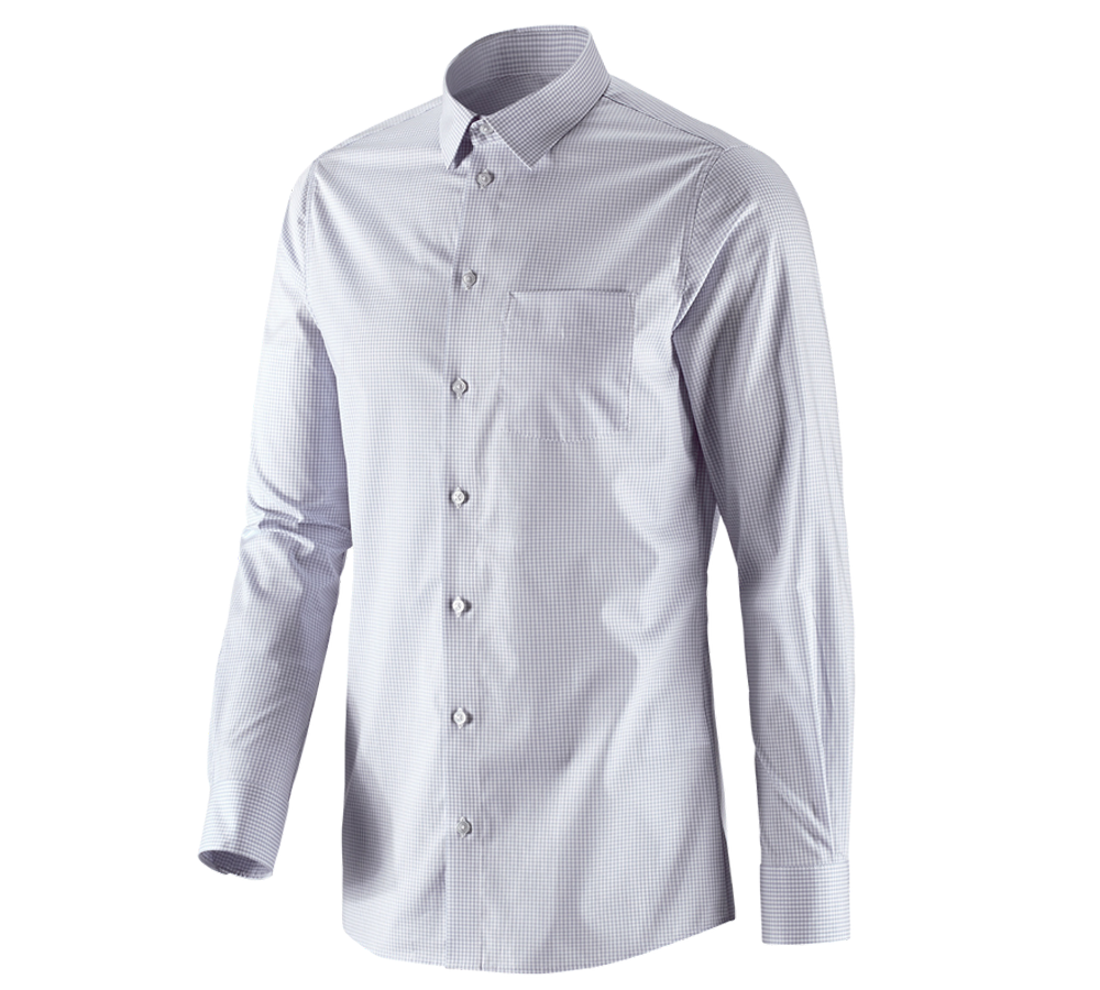 Tričká, pulóvre a košele: Obchodná košeľa e.s. cotton stretch, slim fit + hmlová sivá károvaná