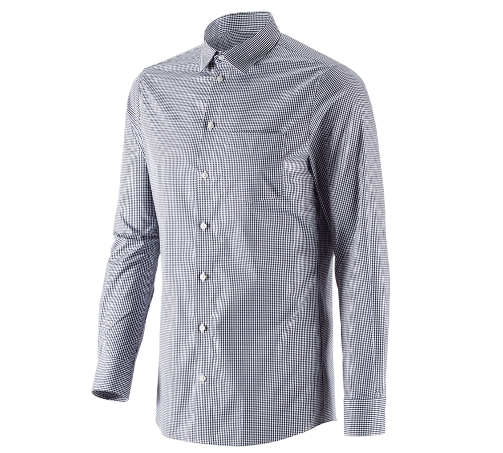 Tričká, pulóvre a košele: Obchodná košeľa e.s. cotton stretch, slim fit + tmavomodrá károvaná