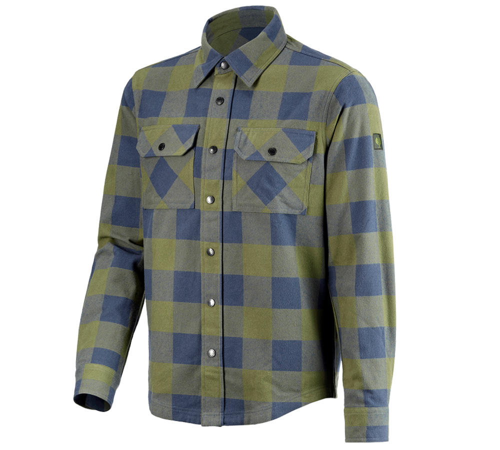 Tričká, pulóvre a košele: Károvaná košeľa e.s.iconic + horská zelená/oxidová modrá