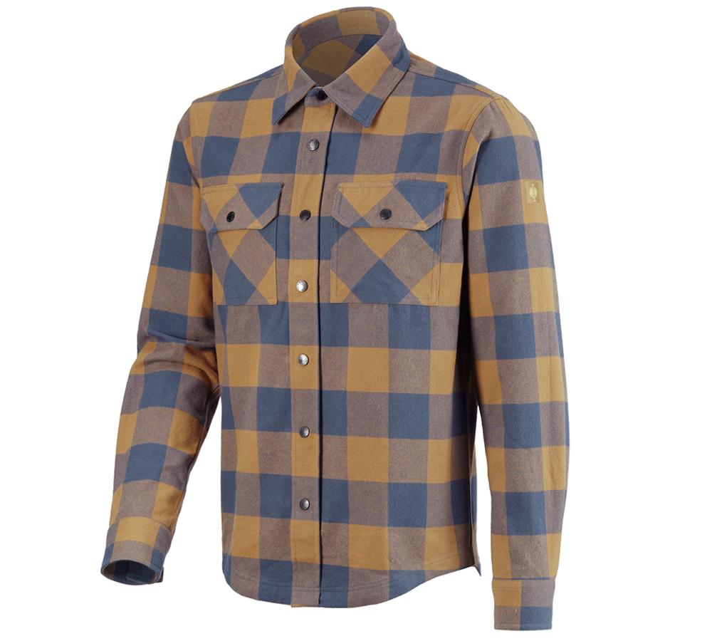 Tričká, pulóvre a košele: Károvaná košeľa e.s.iconic + mandľovo hnedá/oxidová modrá