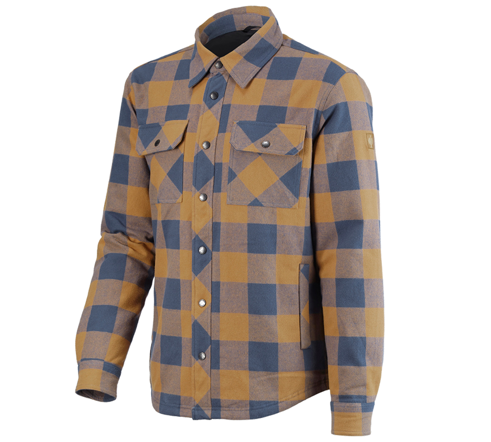 Témy: Károvaná košeľa Allseason e.s.iconic + mandľovo hnedá/oxidová modrá