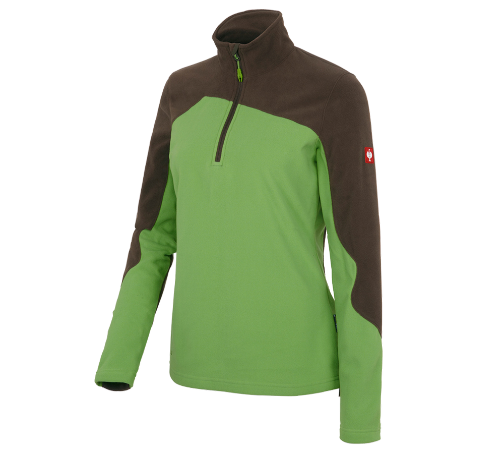 Tričká, pulóvre a košele: Flísový sveter e.s.motion 2020, dámsky + morská zelená/gaštanová