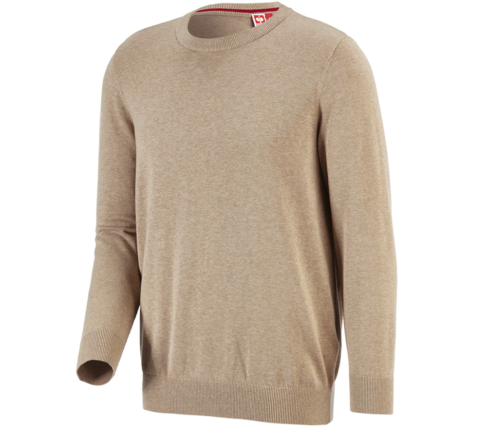 Tričká, pulóvre a košele: Úpletový sveter e.s. s okrúhlym výstrihom + kaki melanž