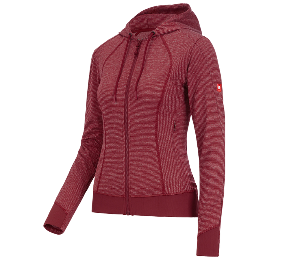 Tričká, pulóvre a košele: Funkčná bunda s kapucňou e.s. stripe, dámska + rubínová