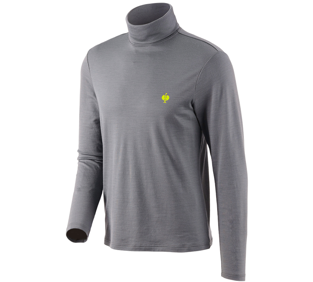 Tričká, pulóvre a košele: Rolák z merino vlny e.s.trail + čadičovo sivá/acidová žltá
