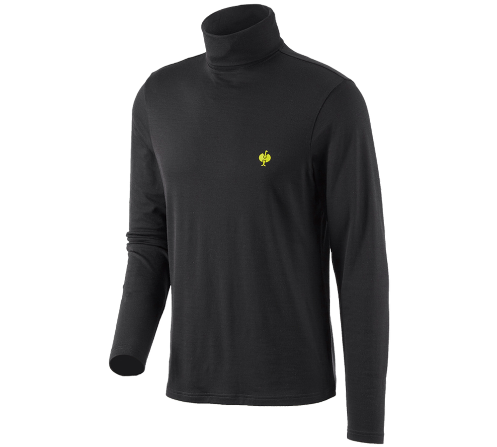 Tričká, pulóvre a košele: Rolák z merino vlny e.s.trail + čierna/acidová žltá
