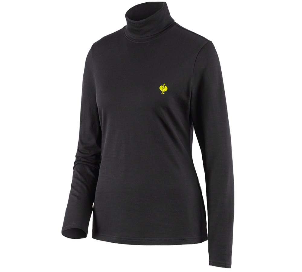 Tričká, pulóvre a košele: Rolák z merino vlny e.s.trail, dámska + čierna/acidová žltá