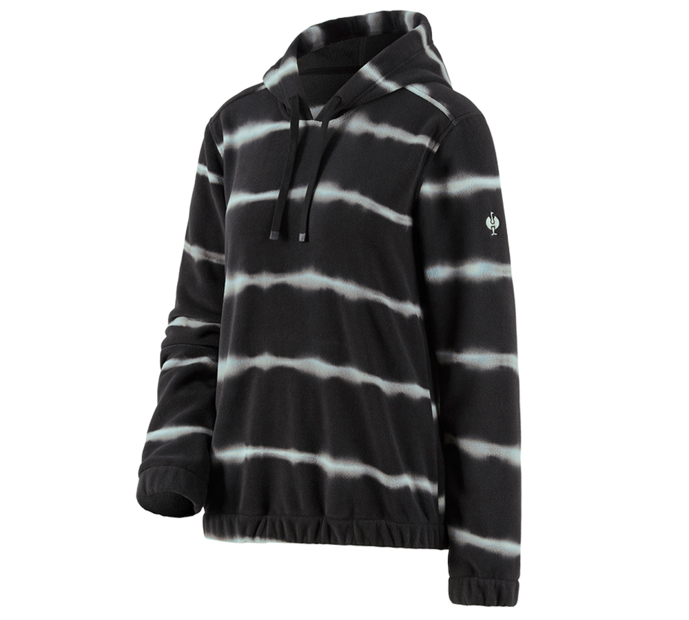Tričká, pulóvre a košele: Flísová mikina s kapucňou tie-dye e.s.motion ten,d + oxidová čierna/magnetická sivá