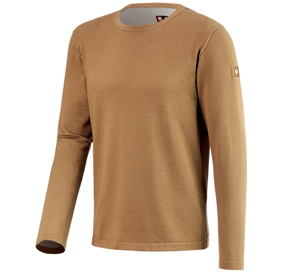 Tričká, pulóvre a košele: Úpletový sveter e.s.iconic + mandľovo hnedá