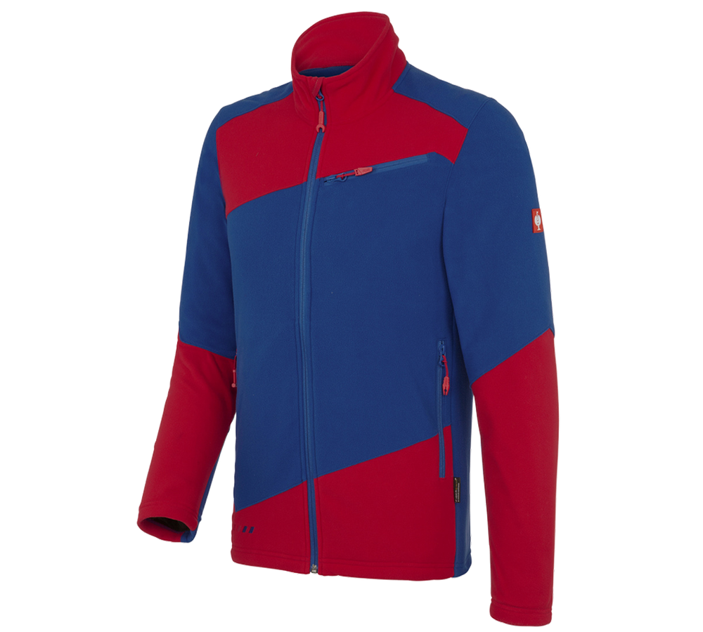 Inštalatér: Flísová bunda e.s.motion 2020 + nevadzovo modrá/ohnivá červená