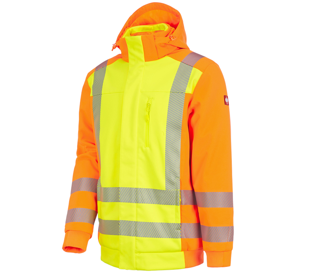 Témy: Reflexná zimná softshellová bunda e.s.motion 2020 + výstražná žltá/výstražná oranžová
